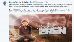 Cumhurbaşkanı Erdoğan'dan Eren Bülbül paylaşımı: