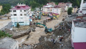 Dereli'de yıkılan köprü havadan görüntülendi