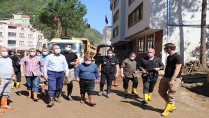 İçişleri Bakanı Soylu, selin ardından Dereli'de incelemelerini sürdürüyor:
