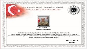 Şemdinli'de görevli olduğu mevzide dengesini kaybederek düşen bir asker şehit oldu 