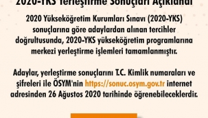 YKS 2020 yerleştirme sonuçları açıklandı