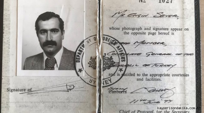 Avustralya'da 40 yıl önce şehit edilen Engin Sever'in diplomatik kimlik kartı yeğenine teslim edildi
