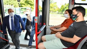 Samsun Valisi Dağlı toplu taşıma araçlarında Kovid-19 denetimi yaptı: