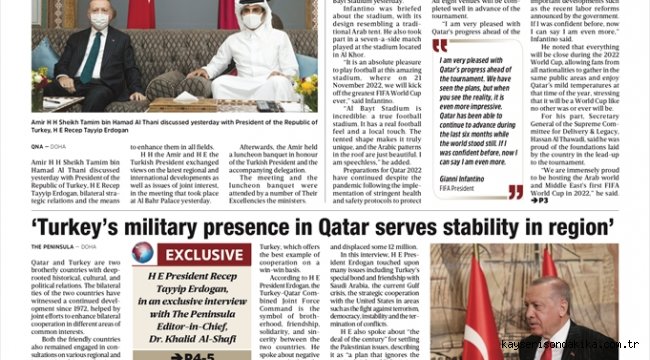 Cumhurbaşkanı Erdoğan, Katar'da yayımlanan The Peninsula gazetesine mülakat verdi: (1)