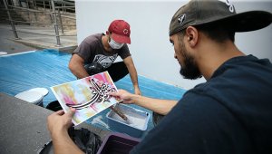 Hattat Hasan Çelebi'nin eseri Trabzon'da grafitiyle yorumlanıyor