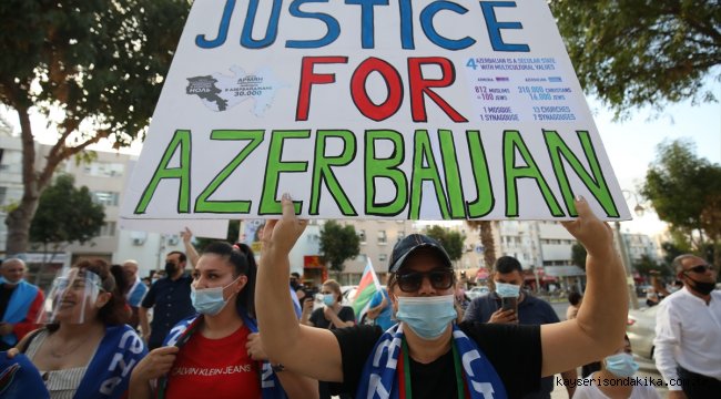 İsrail'deki Azerbaycanlı Yahudiler Ermenistan'ın saldırılarını protesto etti 