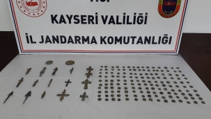 Kayseri Son Dakika Asayiş Haberi: 5 kişi Bizans dönemine ait 153 sikke ve tarihi objeler ile yakalandı