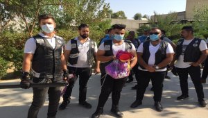 Kerkük'te motosiklet tutkunlarından kanser hastası çocuklara moral ziyareti