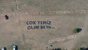 Kırklareli'nde kent ormanında toplanan çöplerle piknikçilere esprili tepki