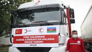 Türk Kızılayın Azerbaycan'a yardım malzemesi götüren konvoyu yola çıktı