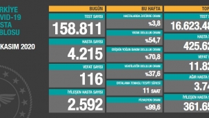18 Kasım Türkiye korona virüs tablosu: 116 can kaybı, 4 bin 215 yeni hasta