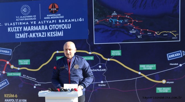 Bakan Karaismailoğlu, Kuzey Marmara Otoyolu'nda incelemelerde bulundu