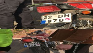 Edirne'de radardan kaçmak için motosiklet plakasını "bantla" değiştiren sürücü yakalandı