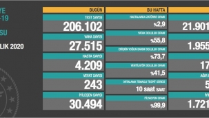 17 Aralık 2020 Türkiye korona virüs tablosu: 243 can kaybı, 27 bin 515 yeni vaka