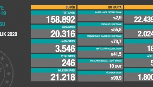 20 Aralık 2020 Türkiye korona virüs tablosu: 246 can kaybı, 20 bin 316 vaka