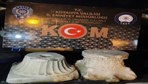 Kütahya'da tarihi eser kaçakçılığı operasyonunda iki sütun başlığı ele geçirildi