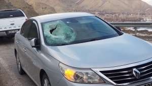 Erzincan'da seyir halindeki otomobilin camından içeri düşen kaya parçası muhtarı ağır yaraladı