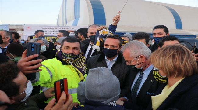 Fenerbahçeli yöneticiler, Hatay'da geçen yıl yanan ormanlık alana fidan dikti
