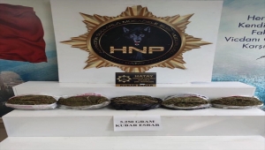 Hatay'da Suriye sınırında araziye saklanmış 5 kilo 250 gram esrar ele geçirildi