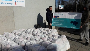 Ukrayna'da Evkaf ile Hasene vakıflarından gıda yardımı