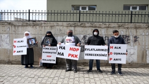 Muş'ta çocukları dağa kaçırılan 2 aile, HDP binası önünde oturma eylemi yaptı