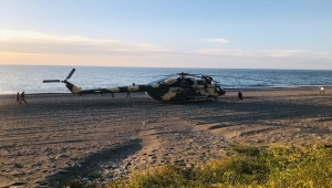 Azerbaycan'a ait askeri helikopter teknik nedenle Giresun sahiline zorunlu iniş yaptı