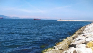 Balıkesir'in Güney Marmara sahilini kaplayan deniz salyası rüzgarın etkisiyle dağılmaya başladı