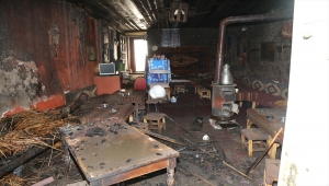 Erzurum'da kundaklandığı iddia edilen çay ocağındaki yangın söndürüldü