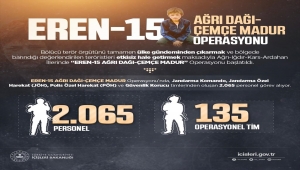 İçişleri Bakanlığınca "Eren-15 Ağrı Dağı-Çemçe Madur Operasyonu" başlatıldı
