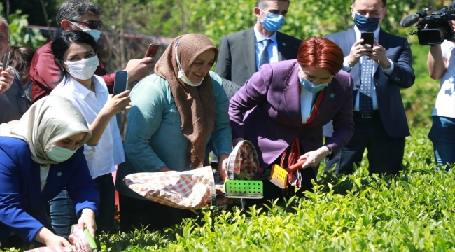 İYİ Parti Genel Başkanı Akşener, Rize'de köylerine taş ocağı açılmasını istemeyen kadınlarla görüştü:
