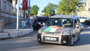 Trakya'da İsrail'in Filistinlilere saldırıları konvoy oluşturularak protesto edildi
