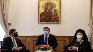 Kuzey Makedonya Cumhurbaşkanı Pendarovski'den Fener Rum Patriği Bartholomeos'a ziyaret 