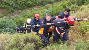 Manisa'da uçuruma yuvarlanan kamyonetteki iki kişi yaralandı