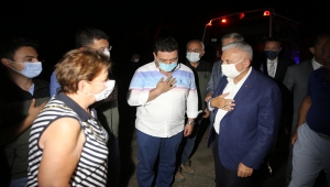 AK Parti Genel Başkanvekili Binali Yıldırım, Milas'taki yangın bölgesinde incelemelerde bulundu