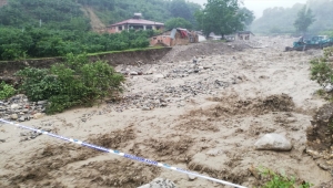 Sakarya'da sağanak nedeniyle dere taştı, tarım arazilerini ve yolları su bastı