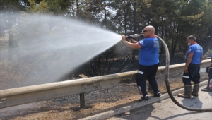 Adana'da otoyol kenarındaki ağaçlık alanda çıkan yangın söndürüldü 