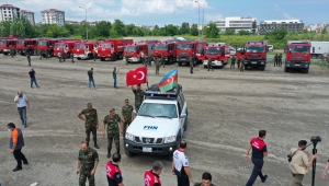 Azerbaycan'dan yangınlara destek amacıyla gelen 53 araçlık konvoy Ordu'ya ulaştı
