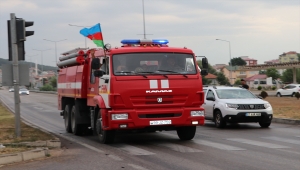 Azerbaycan'ın orman yangınlarına müdahale için gönderdiği üçüncü ekip Havza'dan geçti