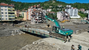 Bozkurt ilçesinde kurulan seyyar köprüden geçişler başladı