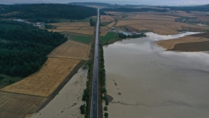 Kastamonu'da su altında kalan tarım arazileri havadan görüntülendi