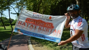 Kök hücre bağışına dikkati çekmek için Adana'dan yola çıkan bisikletli Manisa'ya ulaştı