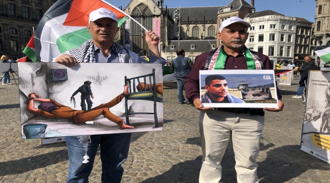 Hollanda'da İsrail hapishanelerindeki Filistinli tutuklularla dayanışma gösterisi
