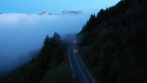 Sisle kaplanan Yaralıgöz Dağı havadan görüntülendi