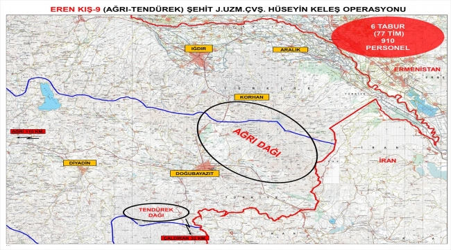 Ağrı ve Iğdır'da "Eren Kış-9 Şehit Jandarma Uzman Çavuş Hüseyin Keleş" operasyonu başlatıldı