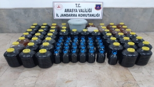 Amasya'da 1200 litre kaçak içki ele geçirildi, bir şüpheli yakalandı