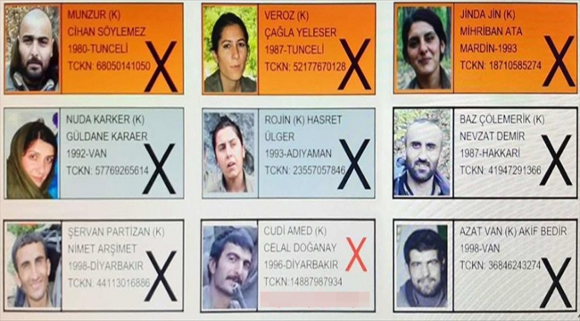 Tunceli'de etkisiz hale getirilen turuncu ve gri listedeki 5 teröristin isimleri ile katıldıkları eylemler açıklandı