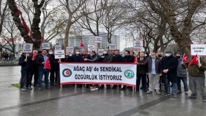 Ağaç ve Peyzaj AŞ'de çalışan Öz Orman-İş Sendikası üyeleri İBB'yi protesto etti 