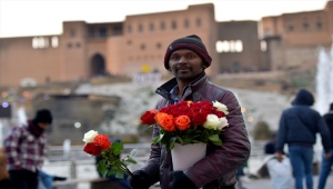 Erbil'de yaşayan Bangladeşliler parklarda gül satarak geçimlerini sağlıyor