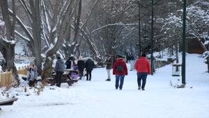 Karagöl Tabiat Parkı karla kaplandı 
