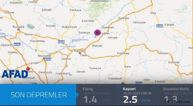 Kayseri'de 4,9 büyüklüğündeki depremin ardından 20 artçı sarsıntı oluştu